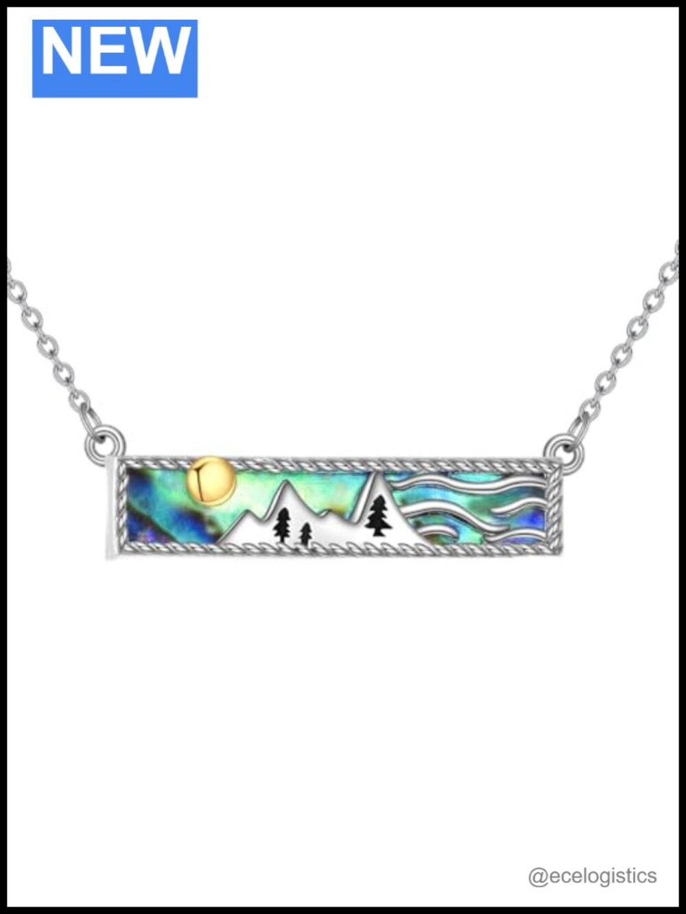 Sterling Silver Mountain Urn Necklace Abalone Shell Cremation Jewelry Memorial
